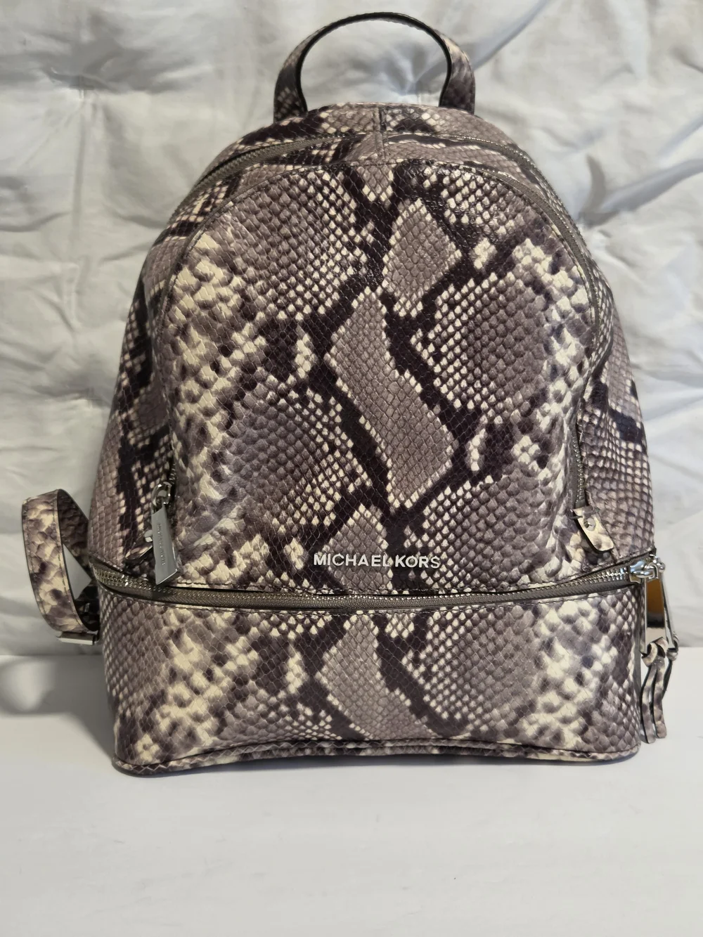 Michael Kors Snakeskin Print Mini Backpack - Taupe & Black